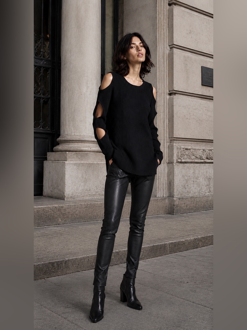 Zoe Jordan Cold Shoulder Wool-Cashmere Blend Long Sleeve Sweater